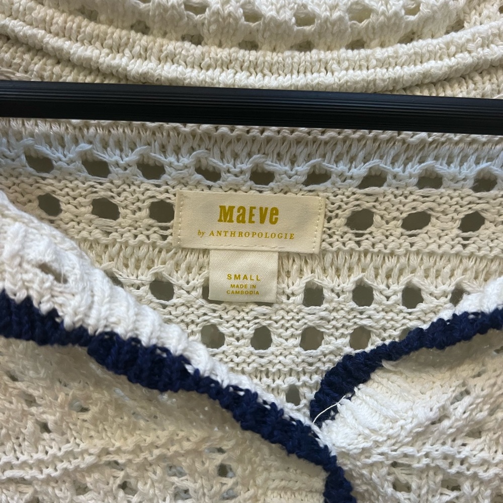 Anthropologie Cream and Navy Sweater Cardigan